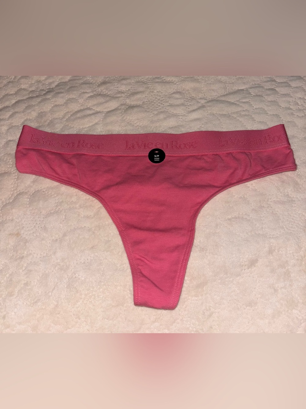 New Pink Cotton Thong from La vie en rose